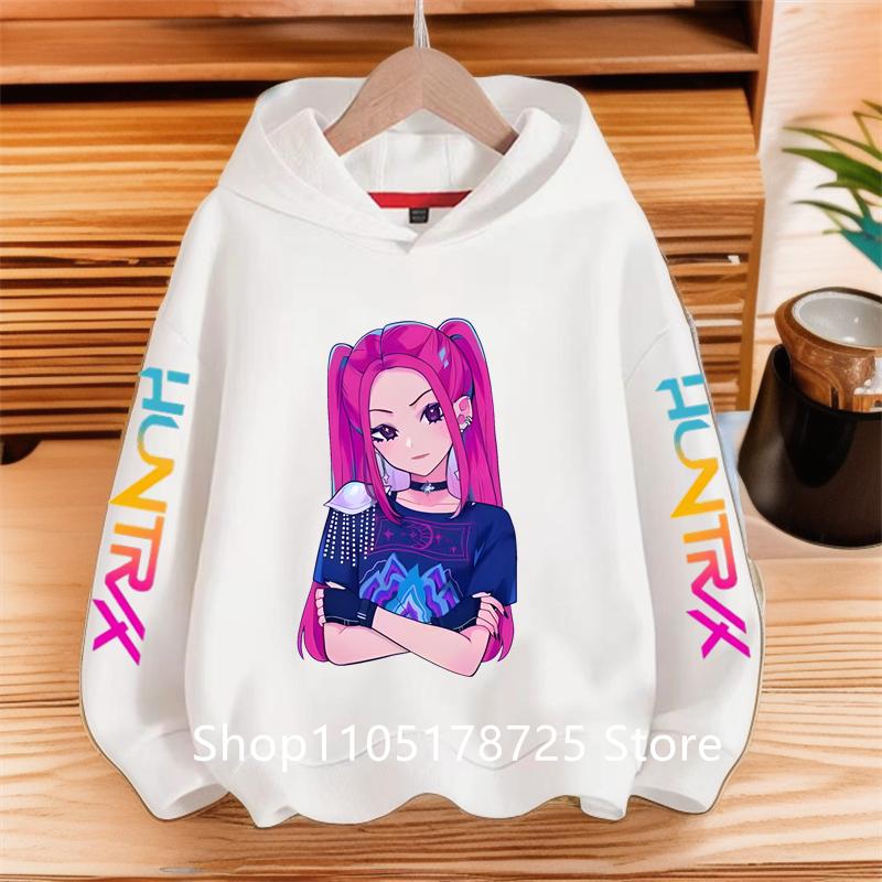 New KPop Demon Hunter Cartoon Girls Boys Hoodies Children's Korean Wave Print Fashion Casual Tops Casual Girls Clothing Warm