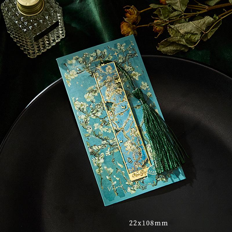 New Retro Floral Painting Hollow Metal Bookmark Bronzing Bookmark With Tassel Stationery Gifts For Book Club Reader