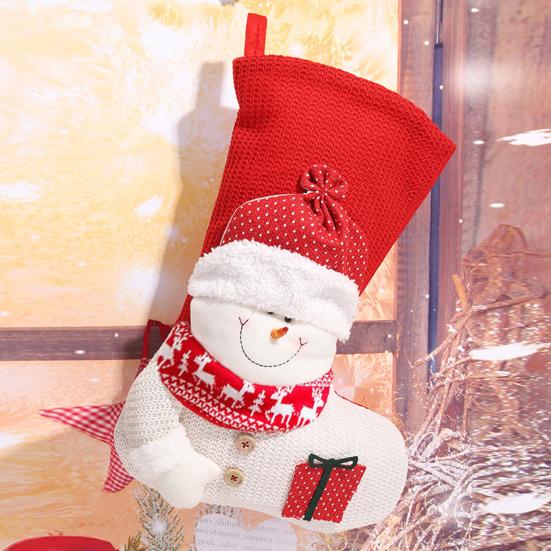 Christmas Stockings 19 Inch Large 3D Santa Claus/Snowman Knit Stockings Fireplace Hanging Gift Bag