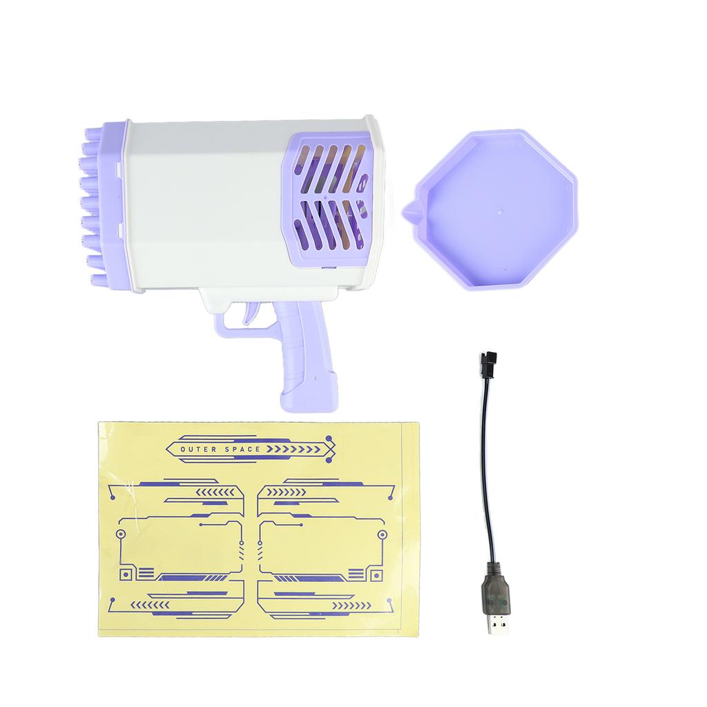 69 Holes Bubble Machine Toy Pink Lighting Handheld Automatic Bubble Blower for Children Kids Purple
