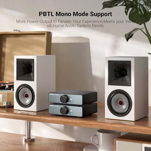 AIYIMA A07 MAX HIFI Power Amplifier, 2-Channel Home Audio, TPA3255 Class D 300W X2 Bridged Mono Amplifier, 600W, 3.5mm Line Output, Integrated Desktop