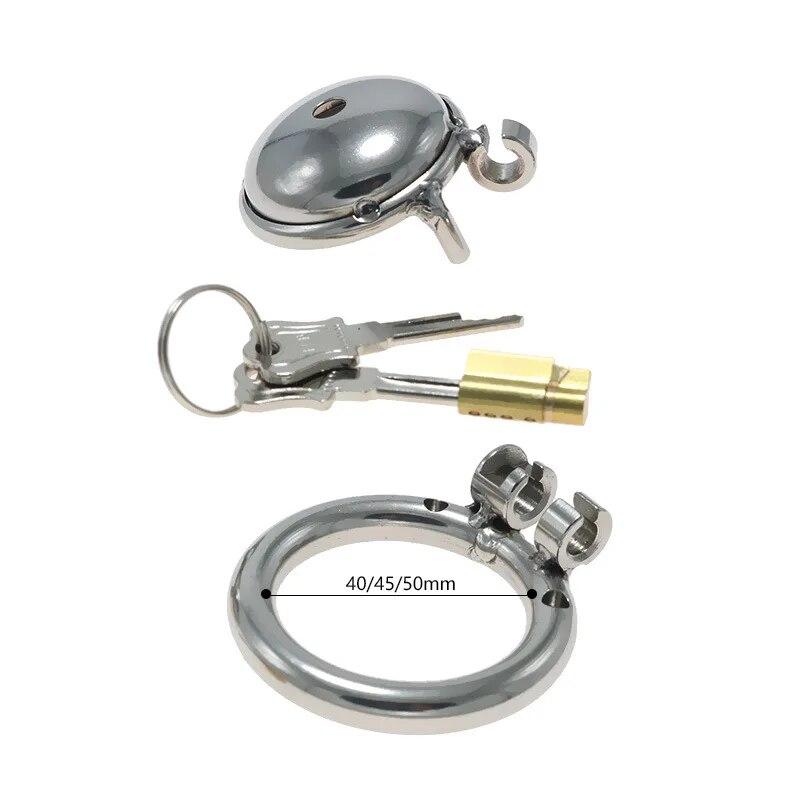 Stainless Steel CB Chastity Lock Penis Cage Slave Gay Adult Sex Toy Cock Rings Cuckold BDSM Ball Stretcher