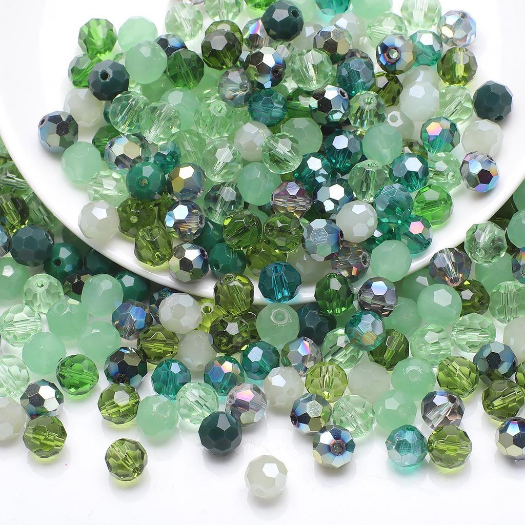 32 Colorful Crystal Glass Football Beads for DIY Jewelry and Phone Chains