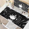 XXL Pixel Anime Girl Mouse Pad Black White Mousepad Large Gaming Keyboard Pad Office Pc Accessories Desk Mat PC Cabinet Mats Rug