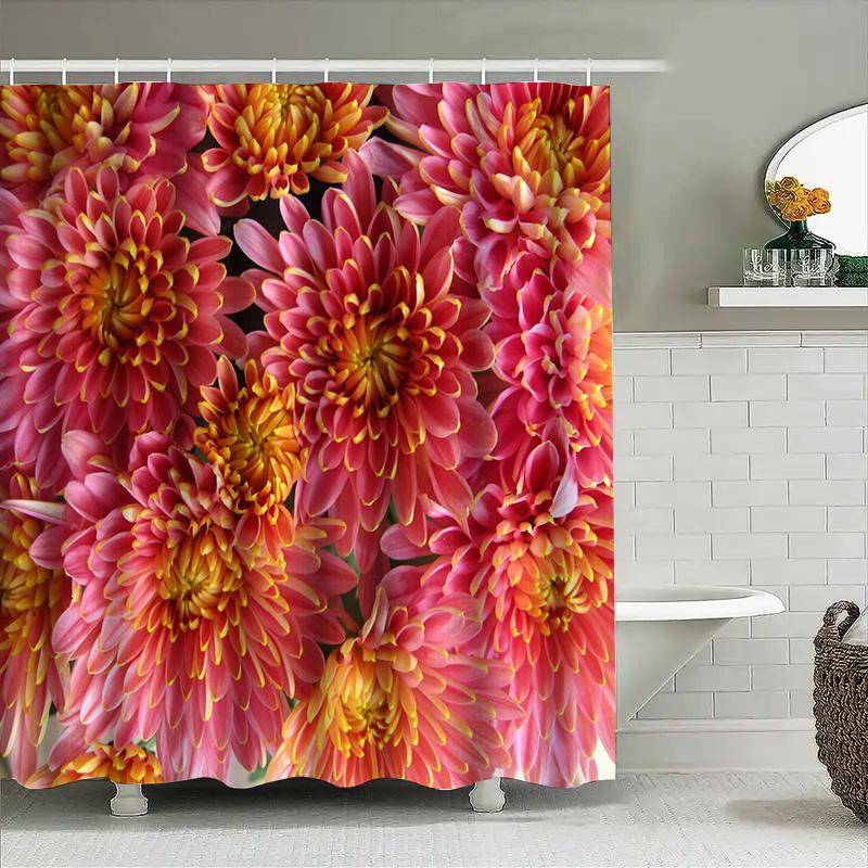 Pink Daisy Shower Curtain: Flower Design Bathroom Decor Waterproof Fabric For Bathtub Modern Home Bathroom Accessories (Size L)