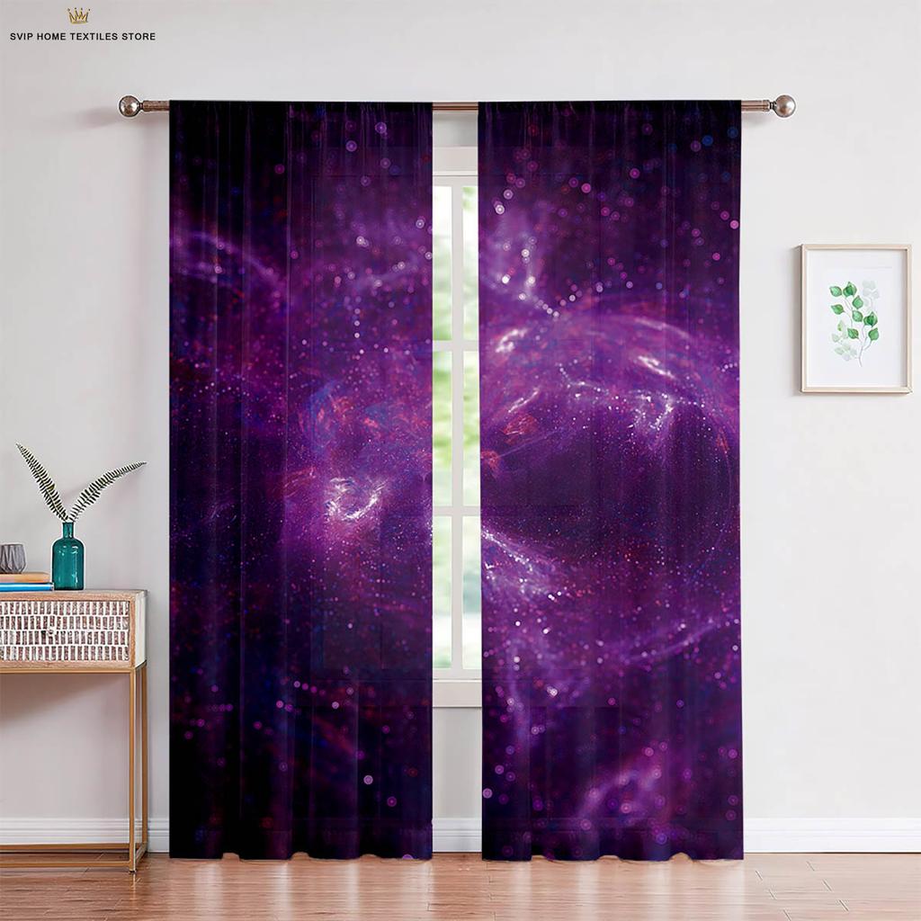 Fantasy Starry Sky Planet Universe 3D Printed Curtains, Bedroom, Living Room, Study, Realistic Atmosphere, Decorative, 2Pcs