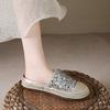 Sequin Woven Half Slippers Women's Summer Wear 2025 Comfortable Straw Fisherman Shoes Platform Lazy One Pedal Muller Shoes