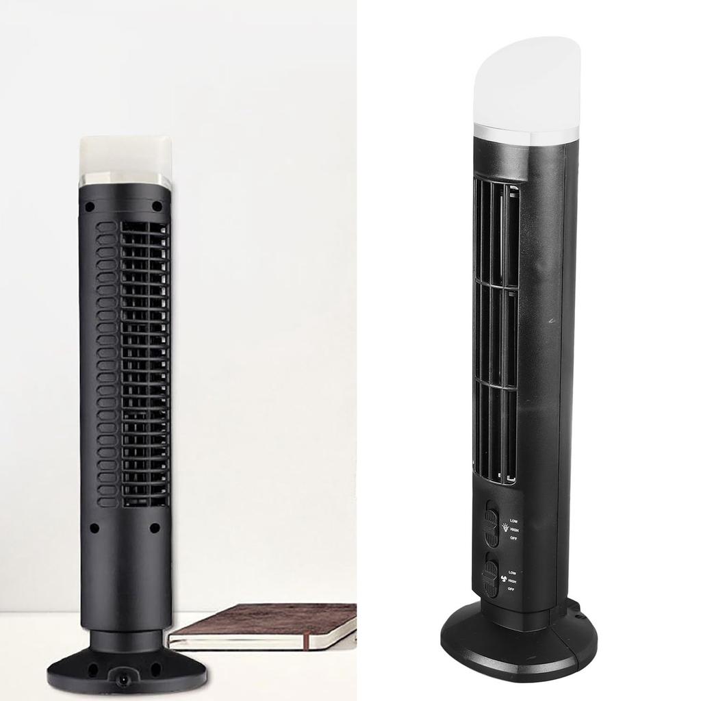 Bladeless Tower Fan Portable USB Desk Fan with Light for Home Bedroom  