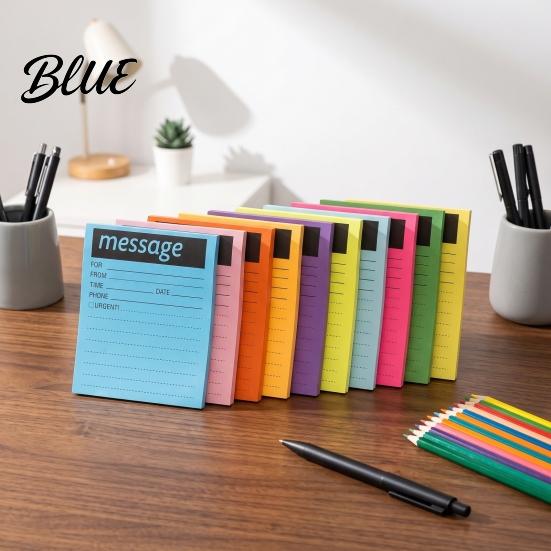 Student Class Notepads Fluorescent Horizontal Line Sticky Notepad Strong Adhesive Removable Memo Portable Journal Labels Pad Multi-color Lined Paper