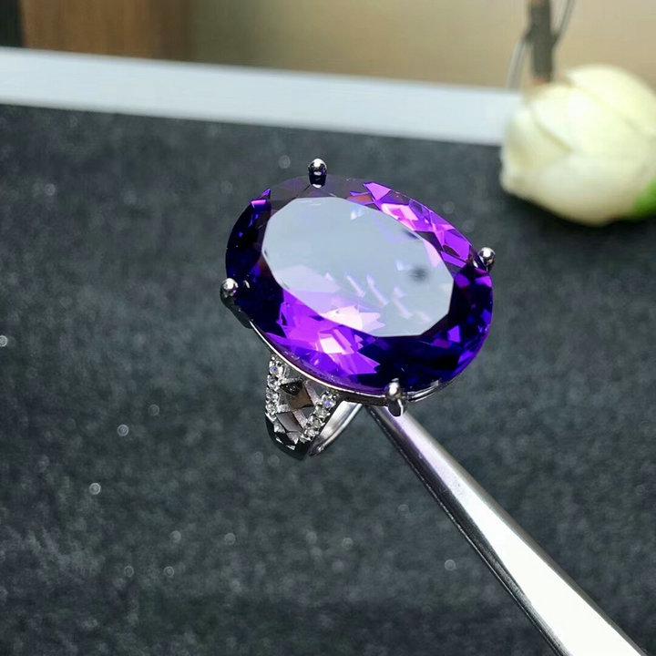 Elegant Adjustable Amethyst Oval Gemstone Women's Luxury Fashion Ring