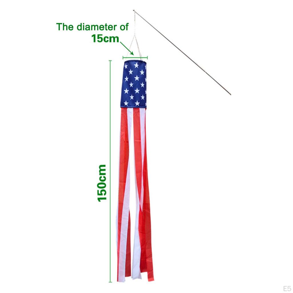 Flag Windsock USA Patriotic Wind Socks Decorations Outdoor Hanging Memorial Decor School Educational