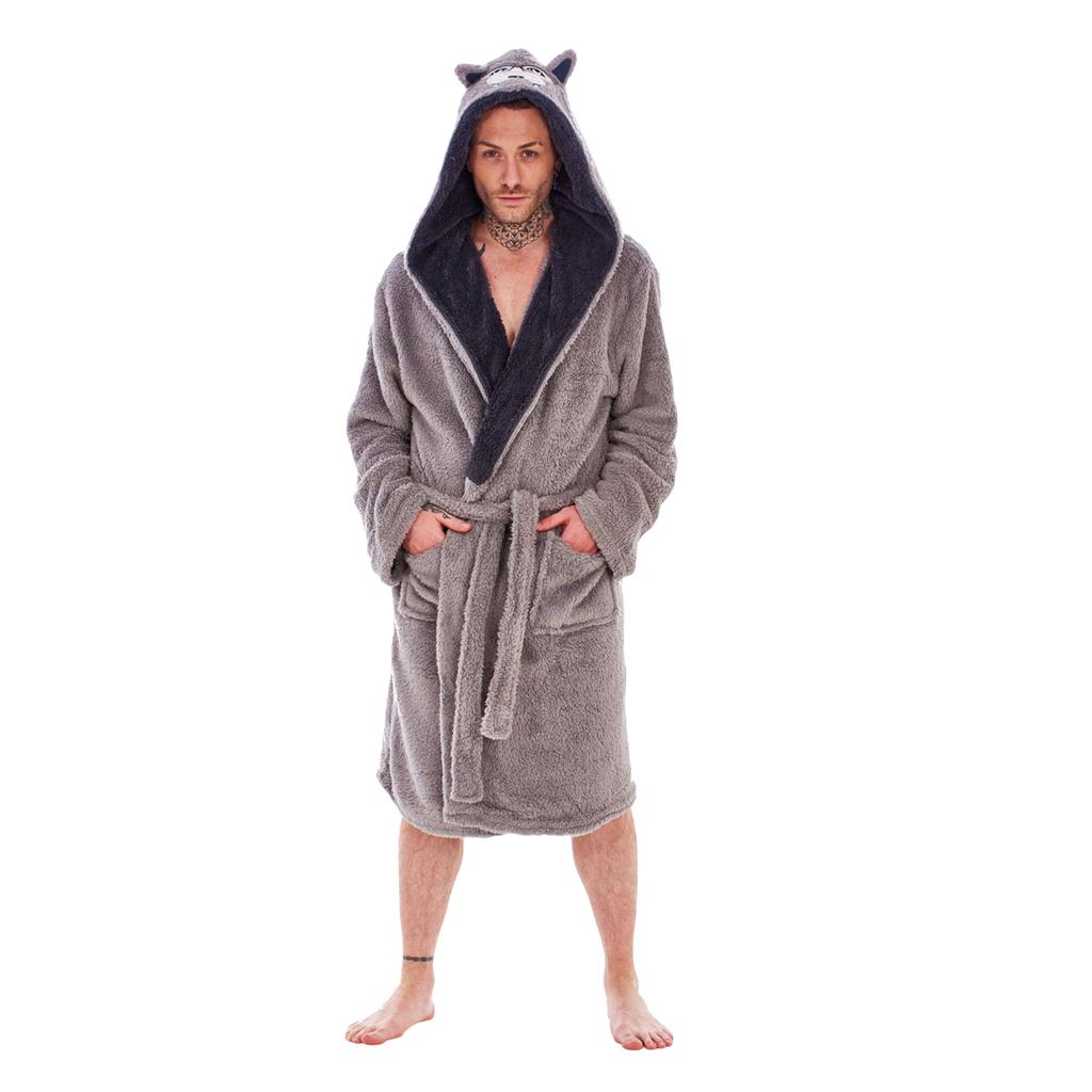 Keanu Mens Wolf Head Fleece Dressing Gown