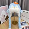 Blue-Gray Penguin Ear Moving Earmuffs, Faux Fur, Windproof, Cold-Proof, Cute Winter Hat for Kids.