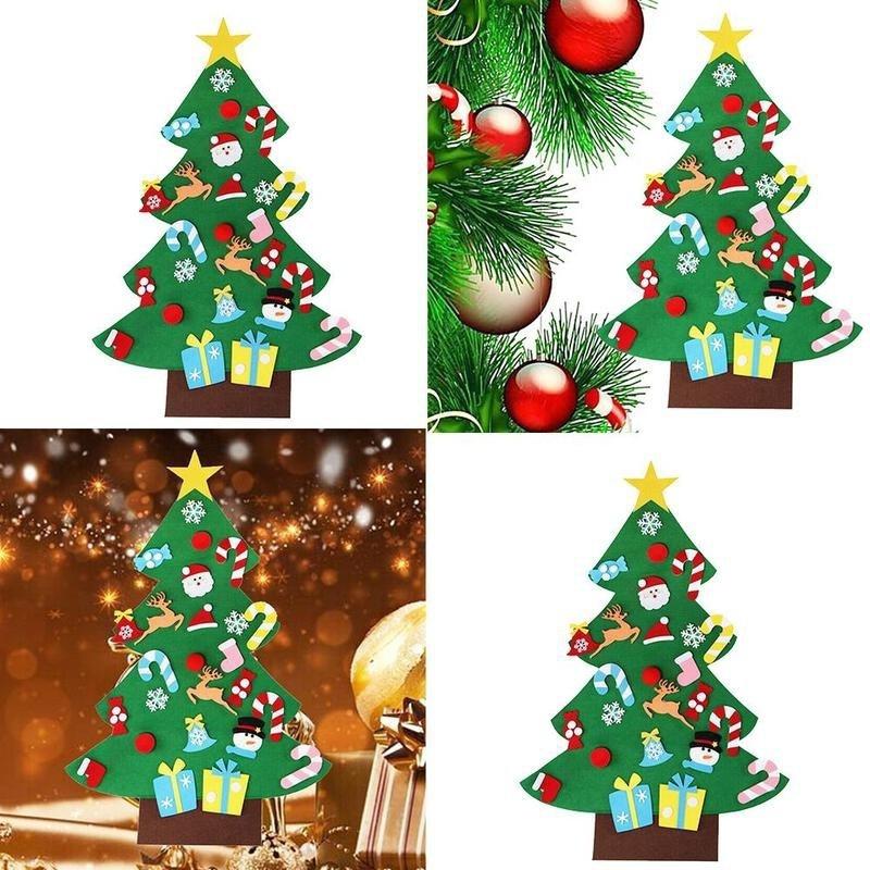 DIY Felt Christmas Tree Set with Detachable Ornaments Kids Wall Hanging Xmas Gifts for Christmas Decorations New Year Gifts