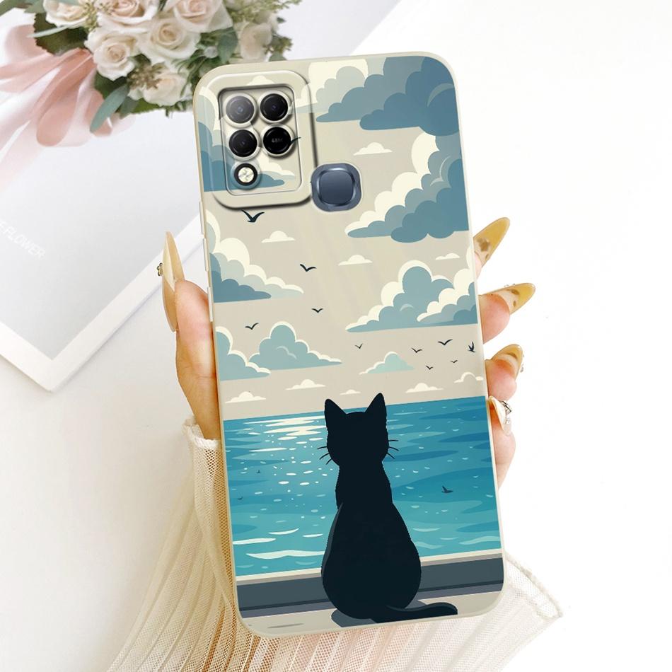 

For Infinix Hot 10T 10S NFC 10i X659B X658E X689 X689C Cute Cat Flower Butterfly Cartoon Shockproof Soft Silicone Phone Case Hot 10i