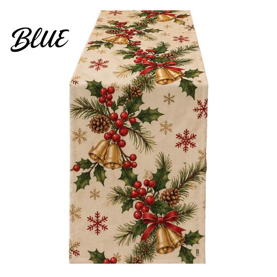 Decorative Table Cover for Christmas Flower Runner Holly Berries Dining Decor Poinsettia Gingerbread Easy to Clean Runner Man Festive Holiday Party