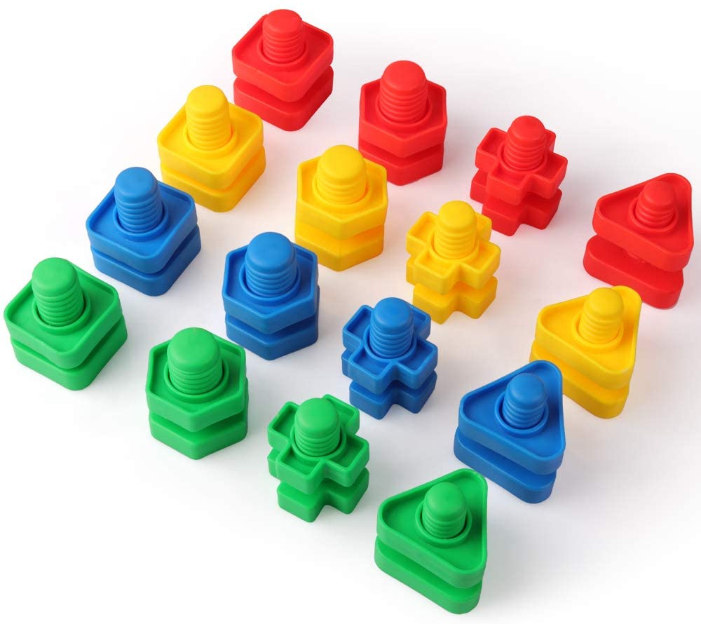 5Pcs Colorful Nut Screw Building Blocks Montessori Infant Shape Color Recognition Fun Matching Puzzle Kids Educational Toy