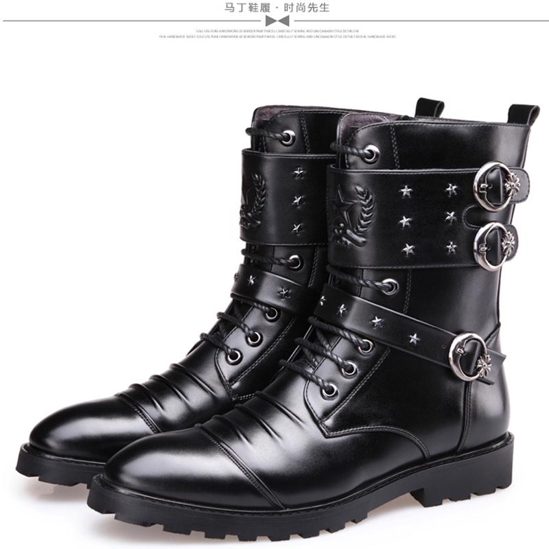 

Ковбойские сапоги мужские брендовые модные британские мотоциклетные ботинки для мужчин с пряжкой на ремне мужские панк повседневные туфли зимние теплые меховые 44 чёрный