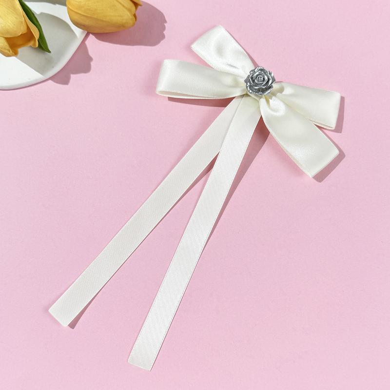 

Black Ribbon Bow Camellia Brooch For Women Versatile Shirt Collar Pins Clothing Decoration Ribbon Tie Pins Jewelry Accessories бежевый