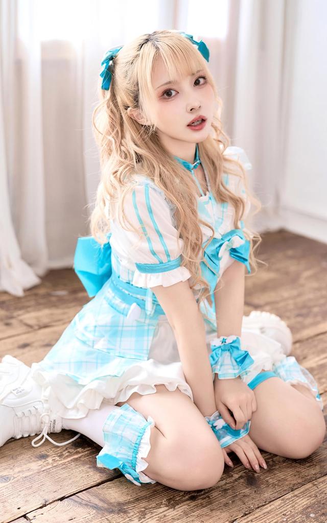 Malymoon Cosplay Magical Girl Checkered Sailor Pink and 10109 10-Piece Uniform, Blue, Costume, Malymoon, (Blue)