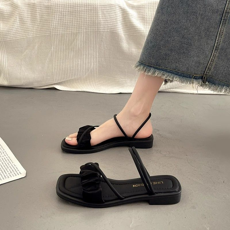 Woman Shoes Flat Rubber Open Toe Sandals for Women Roman Style Footwear 2025 Trending Luxury Chic and Elegant Sales Daily Trend