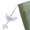 Fashionable Handmade Blue Angel Wing Heart Phone Charm Delicate Heart Pendant Chain Anti-Lost Chain Hangings Jewelry
