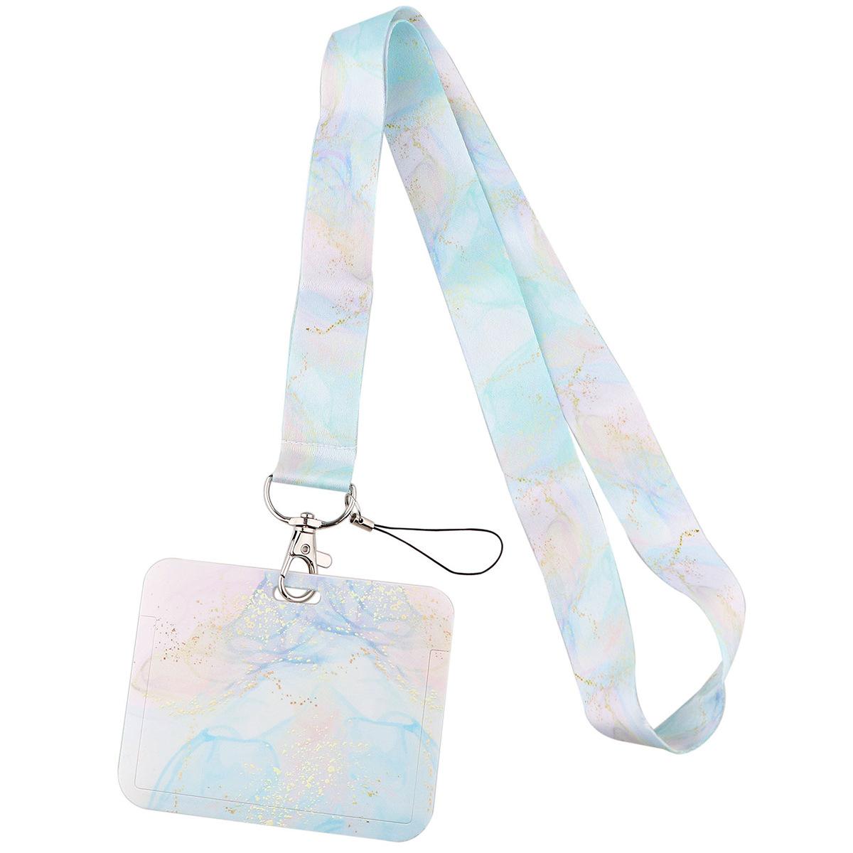 

Держатель для удостоверения личности с мраморной печатью и шнурками, крутой шейный ремешок, идентификационная бирка, сделай сам, подвесная веревка, держатели для удостоверений личности, пакет для карточек рабочего автобуса