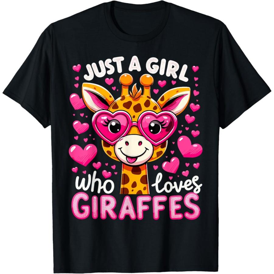 Just A Girl Who Loves Giraffes Funny Giraffe T-Shirt XXXXXL чёрный