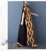 Colorful Patchwork Black Long Dress Vintage Robe