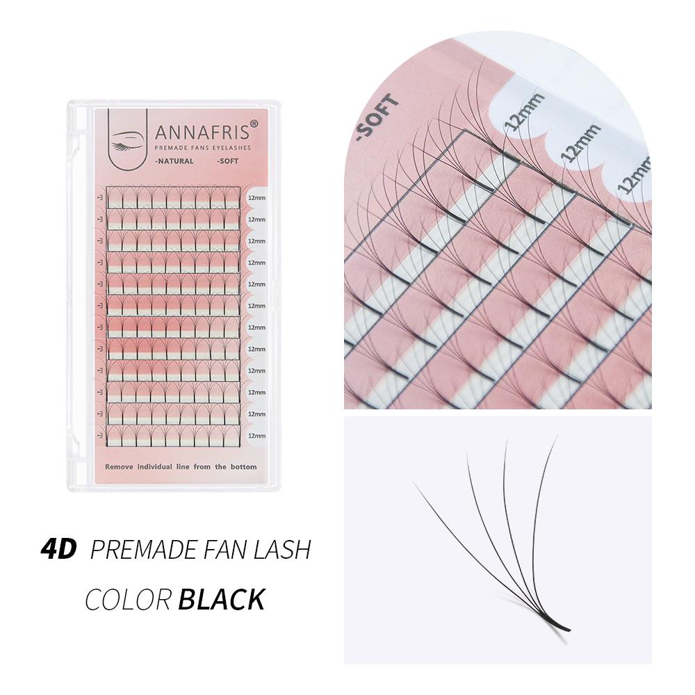 ANNAFRIS 4D Premade Fan Lash Extensions Long Stems Russian Pre Made Volume Mink Eyelashes
