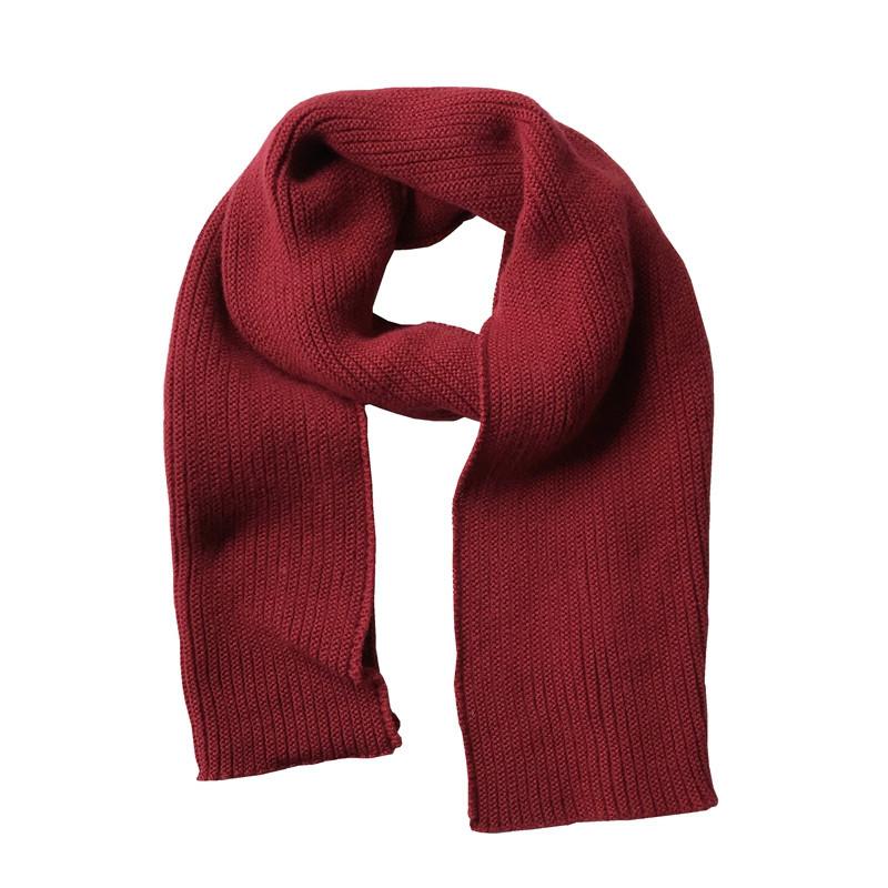 Korean version ins wool knitted scarf women's autumn and winter thickened warm scarf student solid color trendy red versatile model