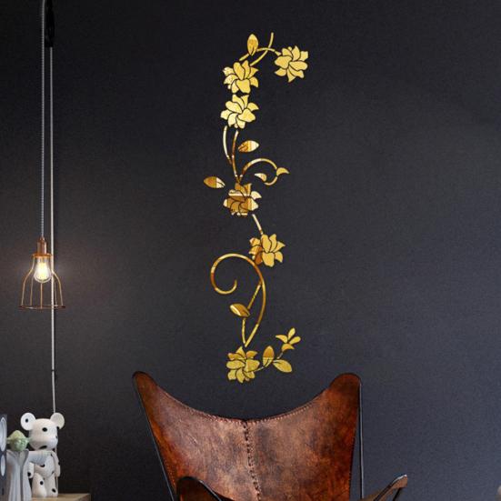3D DIY Acryl Spiegel Effekt Blume Reben Wand Aufkleber Wandbild Aufkleber Home Decor