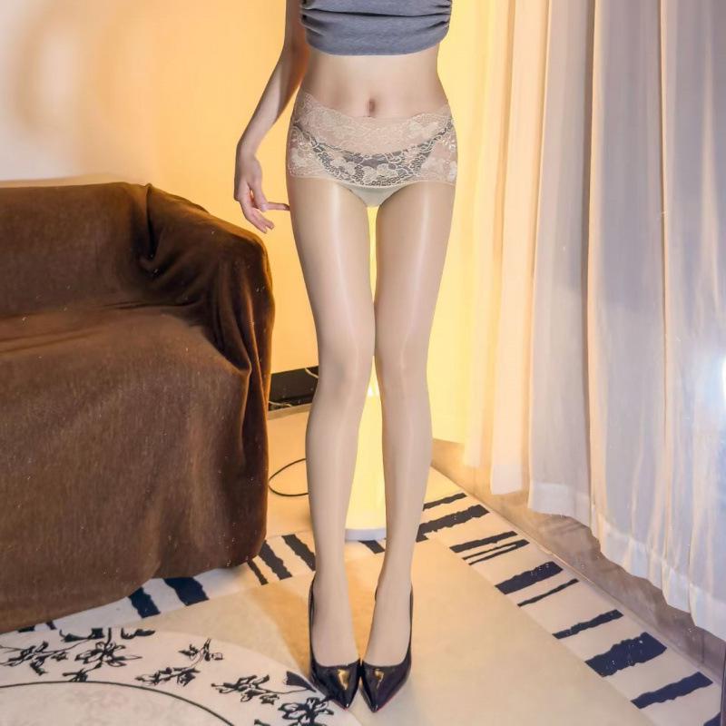 Feirui Seamless High Waist Aurora Glossy Silk Stockings 0D, Ultra-Thin Sexy Lace Pantyhose Lingerie.