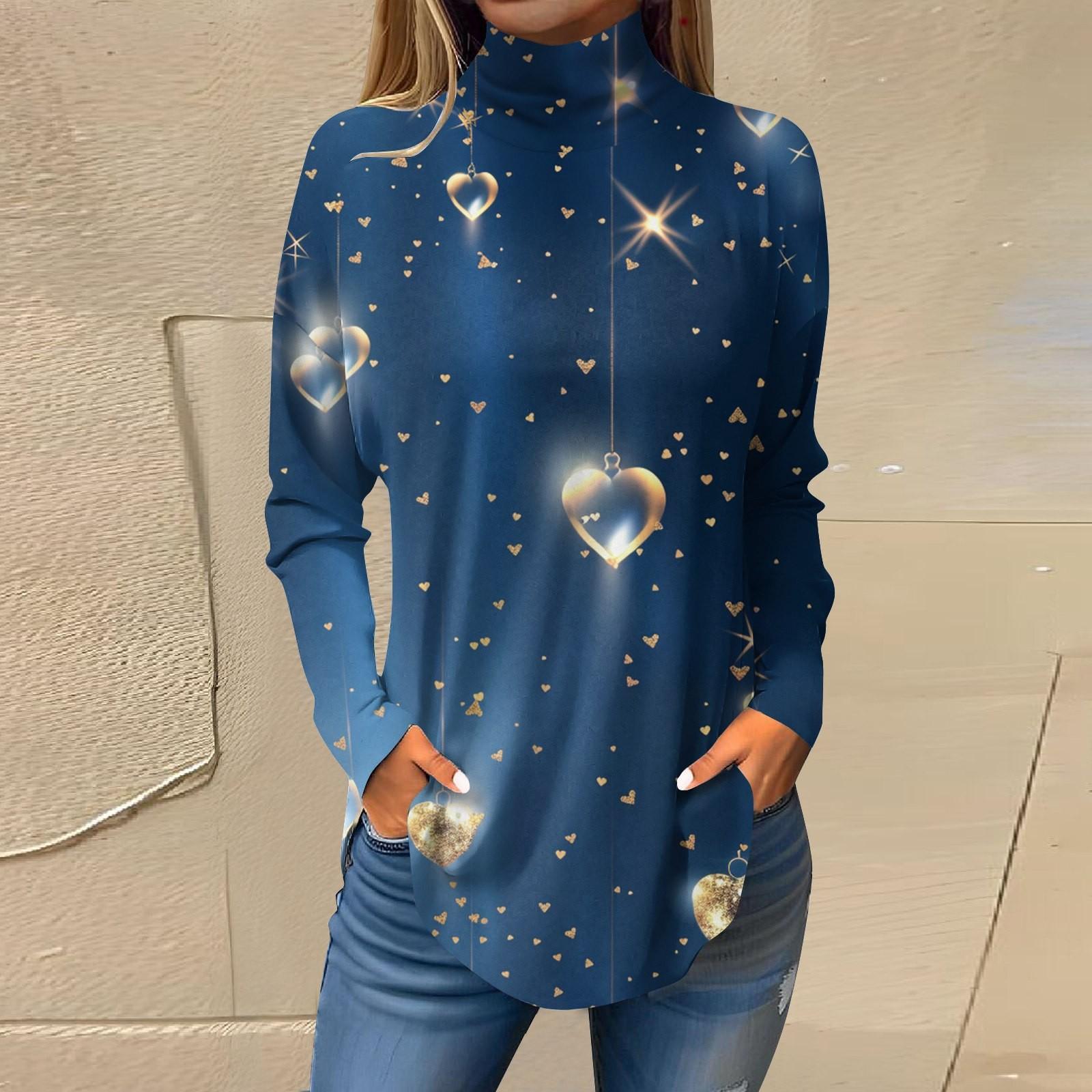 

Женская модная повседневная свободная водолазка с принтом ко Дню святого Валентина XL