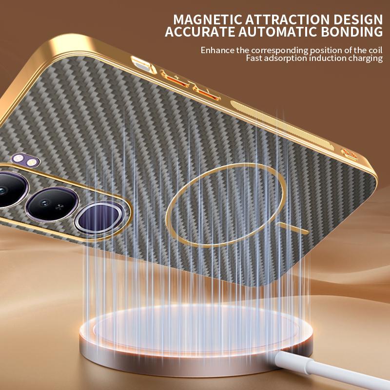 Case For vivo V40 Lite New Electroplating Kevlar Magnetic Frosted Cover For vivo V40 Lite Shockproof Bumper Funda