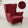 Nordic Solid Color Wing Chair Cover Velvet Stretch Armchair Covers Removable Relax Sofa Slipcovers with Seat Cushion Slipcover