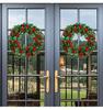 Red Berry & Green Leaf Christmas Wreath for Wall Hanging & Window Display