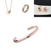Korean Contemporary Style Titanium Steel Necklace With Elegant Dual Rings And Radiant Rhinestone Earrings For Everyday Wear