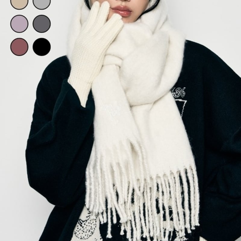 

leathery brushed long muffler [8COLOR] CHARCOAL