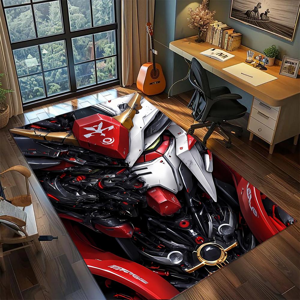 Vintage Gundam Manga Panel Monochromer Stil Teppich Teppich Großer Bereich Teppich Rutschfeste Waschbare Fußmatte Gamer Zimmer Schlafzimmer Heimdekoration