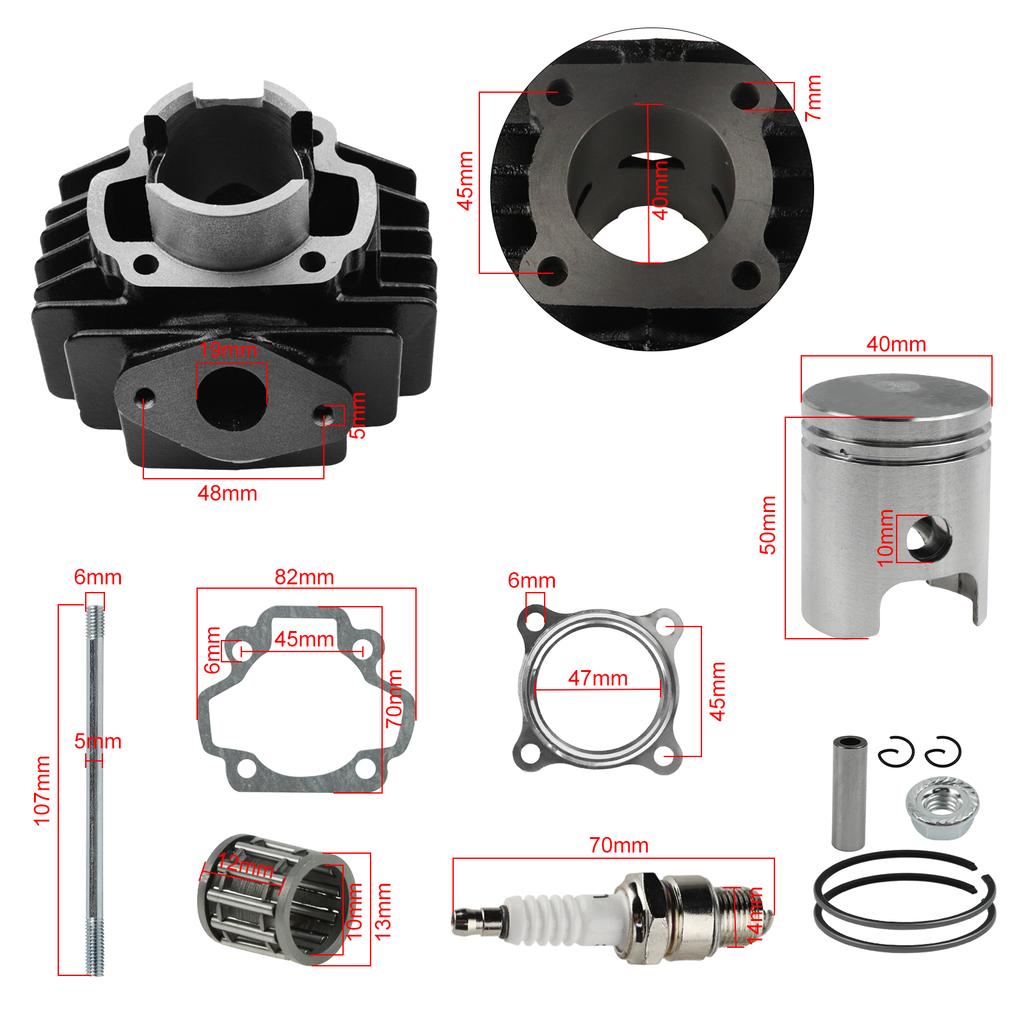 40mm 50cc Engine Cylinder Piston Ring Gasket Top End Rebuild Kit for Yamaha PW50 QT50 PW 50 Kids Mini Bike off-road Motorcycle