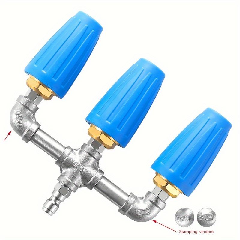 

1 PC 4000 PSI Triple Turbo Nozzle Pressure Washer 360° Rotating with 1/4 Quick Connector 2.0 Orifice 3-in-1 Metal Nozzle for Blue