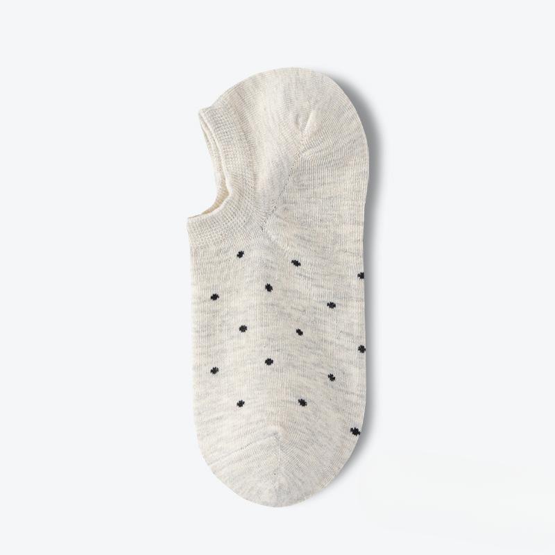 Female Summer Thin Cotton Non Slip Heel Shallow Mouth Invisible Dot Socks