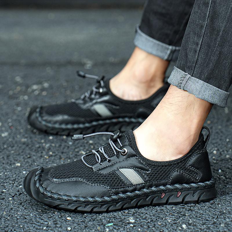 Модные летние мягкие сандалии мужские кожаные классические римские сандалии шлепанцы — фото 7