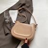 Women Elegant Handbag Large Capacity PU Saddle Shoulder Bag Small Crossbody Bag Solid Color Adjustable Strap for Outdoor Travel