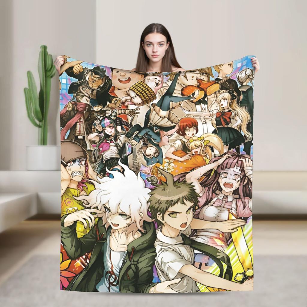 Danganronpa Game Anime Blankets Monokuma Nagito Flannel Novelty Warm Throw Blankets for Bedspread All Season Couch