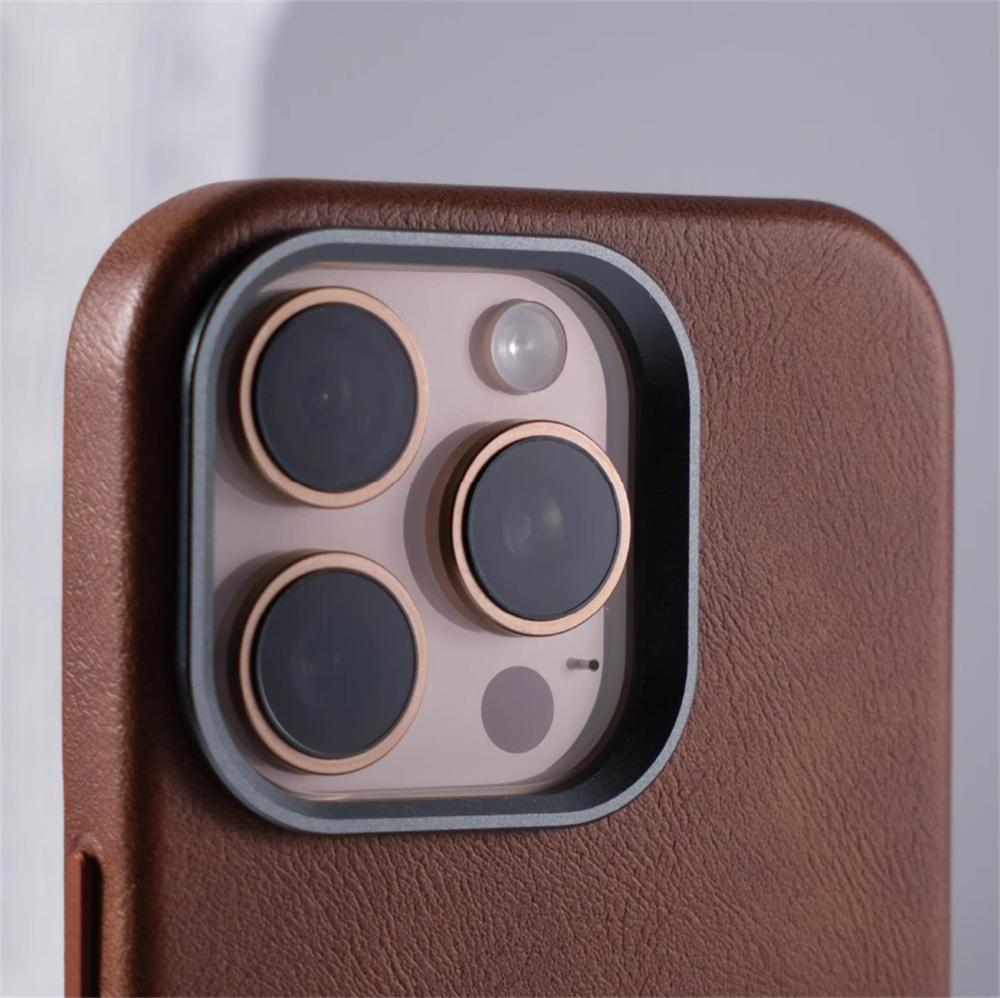 Luxury Business Retro Leather Magnetic Case For 17 Pro Max 16 Plus 15 14 13 MagSafe Alloy Lens Wireless Charging Cover
