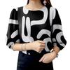 ZANZEA Women Casual O-neck 3/4 Sleeve Loose Print Blouse