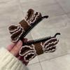 Knitted Lace Double Layer Bow Banana Hair Clip – Women's Autumn/Winter Retro Ponytail and Bun Accessory