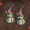 Christmas Themed Snowman Pattern Women Acrylic Earrings For Women And Girls